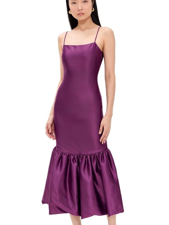 Caroline Constas Dresses & Skirts - Caroline Constas Ruffle Hem Formal Gown - Amethyst/Purple Satin Midi